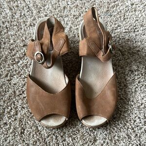 Dansko Brown Sandals with Peep-Toe Design